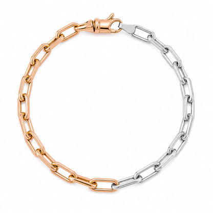 14K Gold Two-Tone Thick Oval Link Bracelet ~ Small Links