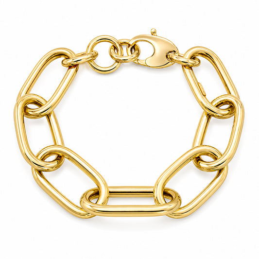 14K Gold Thick Oval Link Bracelet ~ XXL Links