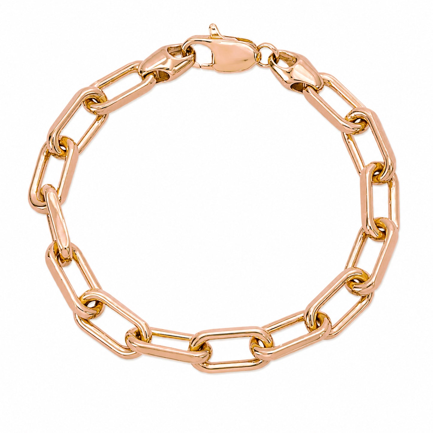 14K Gold Thick Oval Solid Link Bracelet ~ Large Links