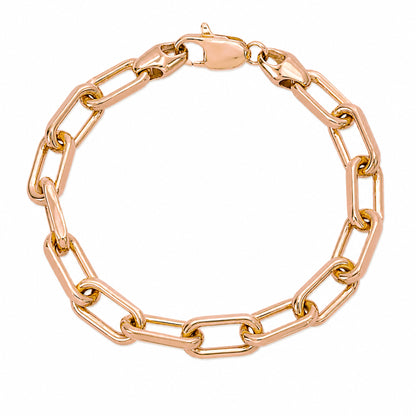 14K Gold Thick Oval Solid Link Bracelet ~ Large Links