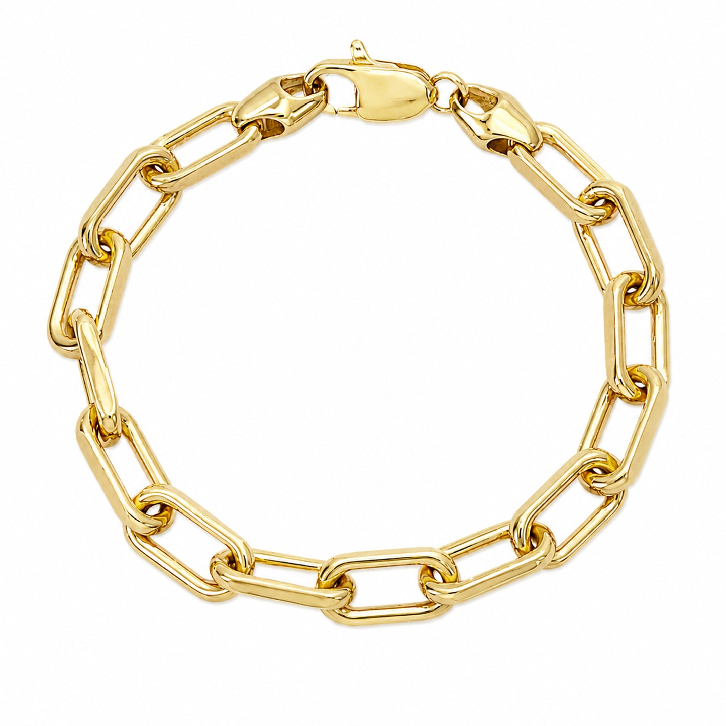 14K Gold Thick Oval Solid Link Bracelet ~ Large Links