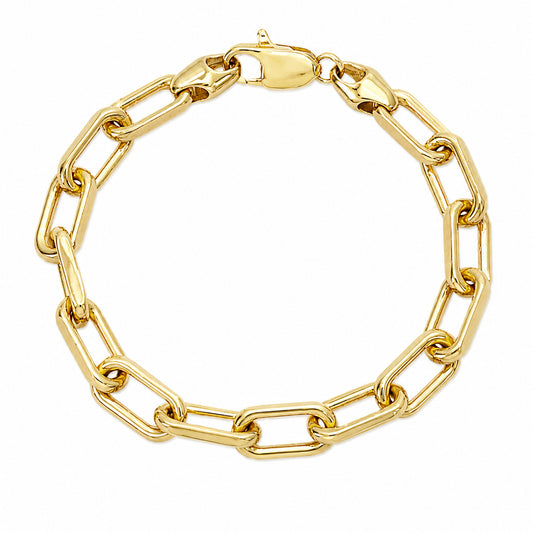 14K Gold Thick Oval Solid Link Bracelet ~ Large Links