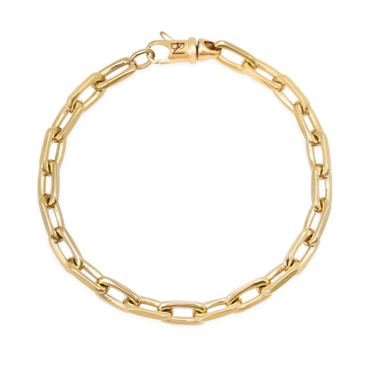14K Gold Solid Thick Oval Link Bracelet ~ Small Links
