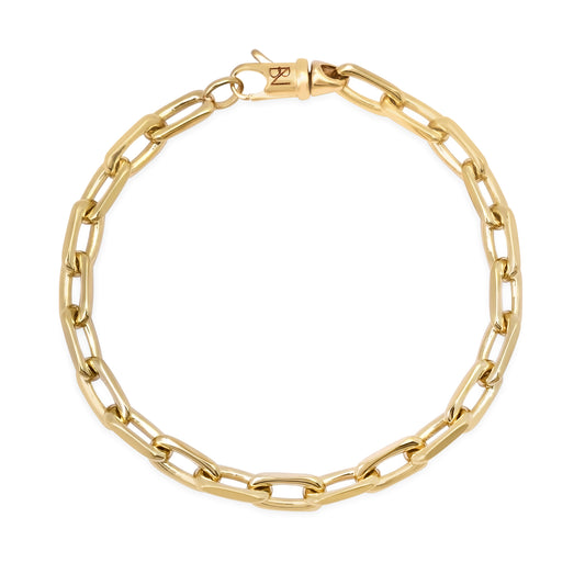 14K Gold Solid Thick Oval Link Bracelet ~ Small Links