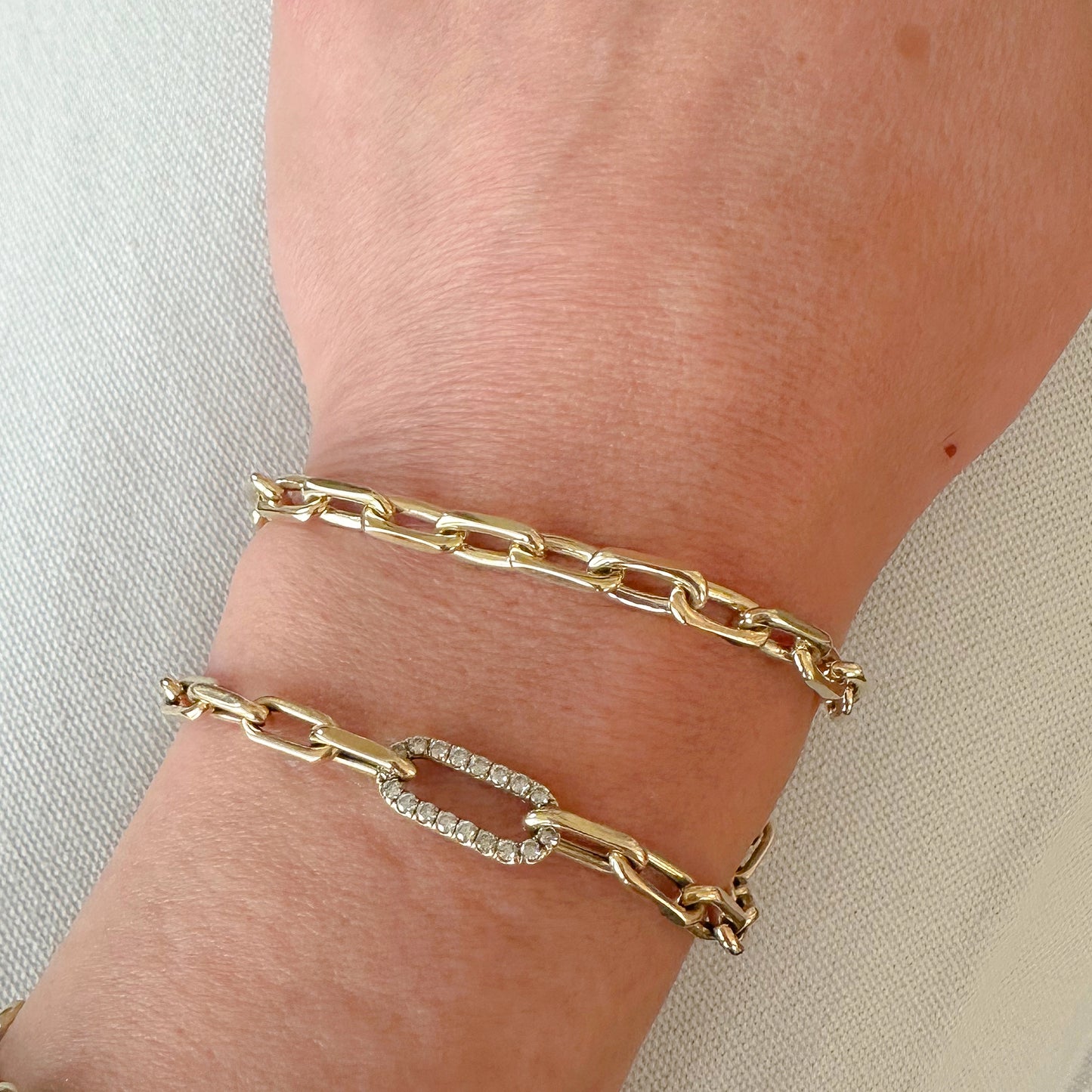 14K Gold Solid Thick Oval Link Bracelet ~ Small Links