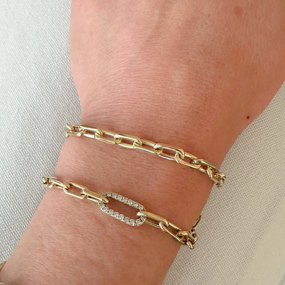 14K Gold Solid Thick Oval Link Bracelet ~ Small Links