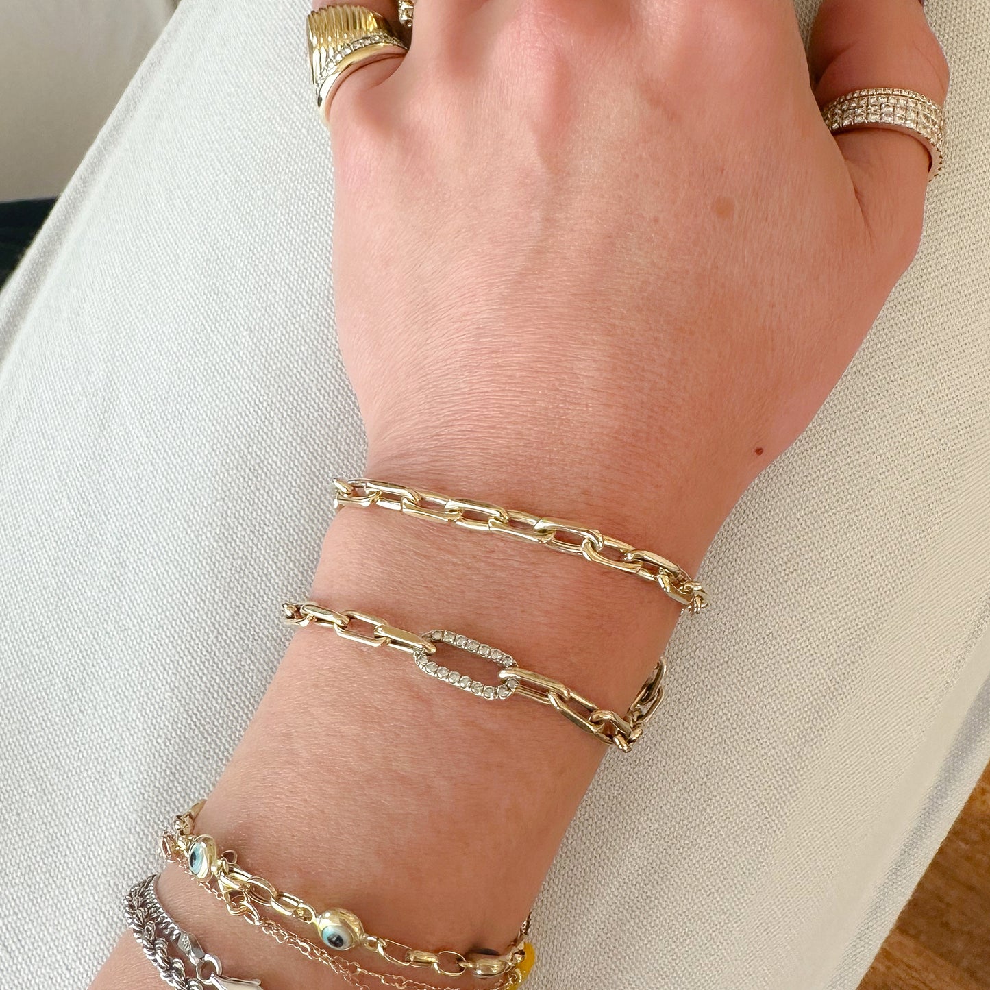 14K Gold Solid Thick Oval Link Bracelet ~ Small Links