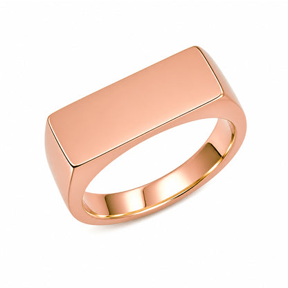 14K Gold Engravable Rectangle Signet Ring, Large Size