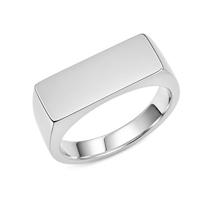 14K Gold Engravable Rectangle Signet Ring, Large Size