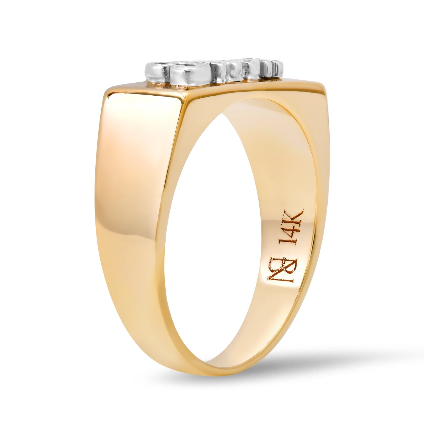 14K Gold Diamond "Fuck" Rectangle Signet Ring