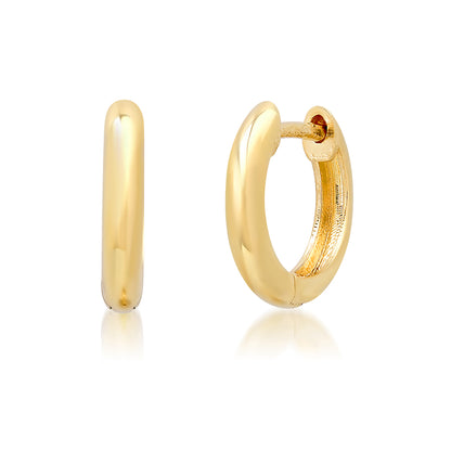 14K Gold Thick Small Size Huggie Hoop Earrings
