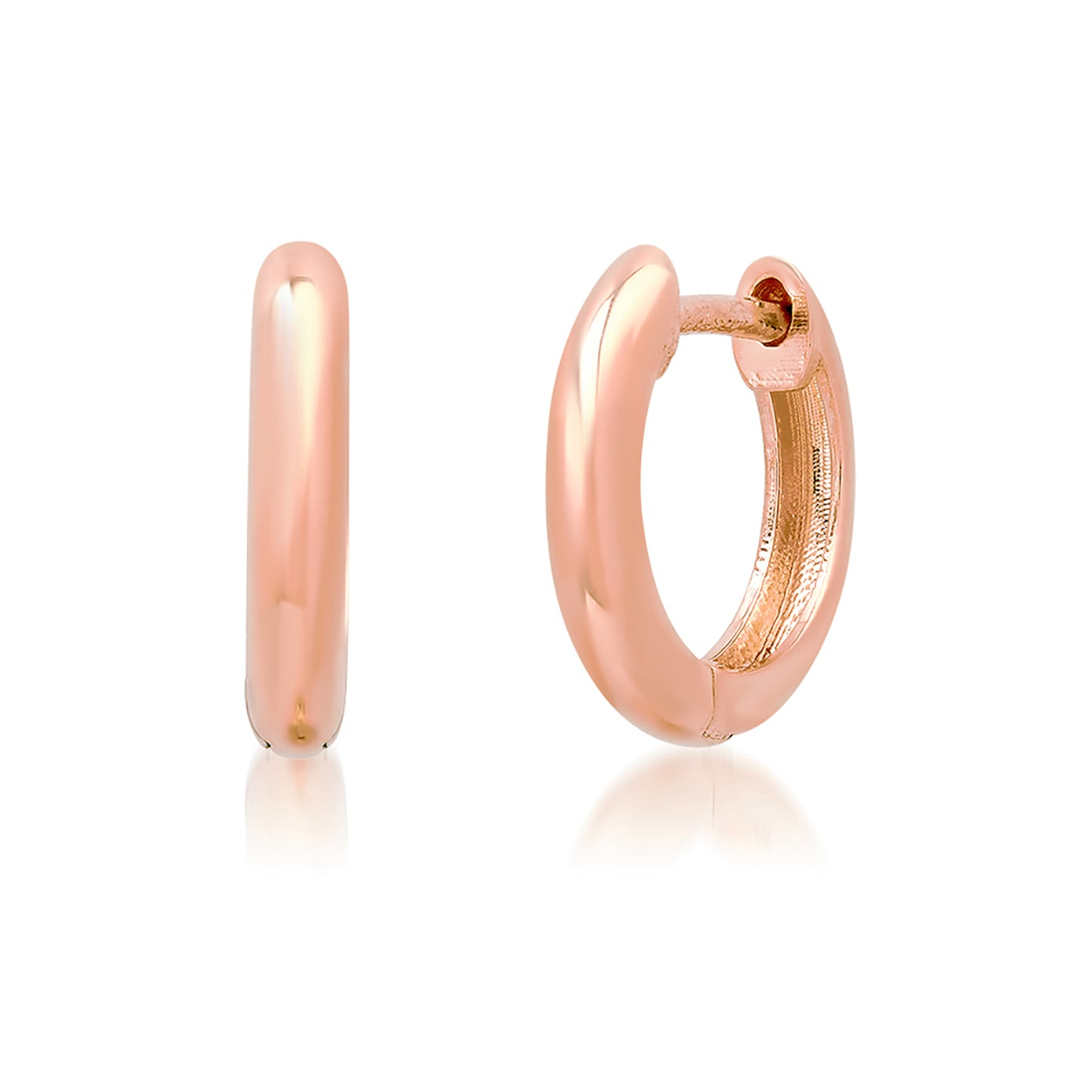 14K Gold Thick Small Size Huggie Hoop Earrings