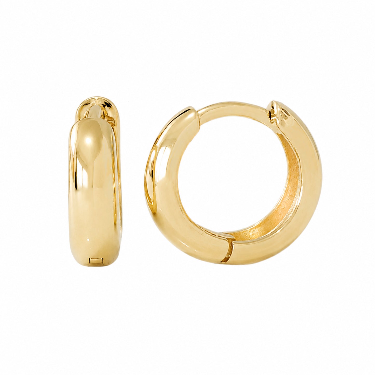 14K Gold Thick Medium Size Huggie Hoop Earrings