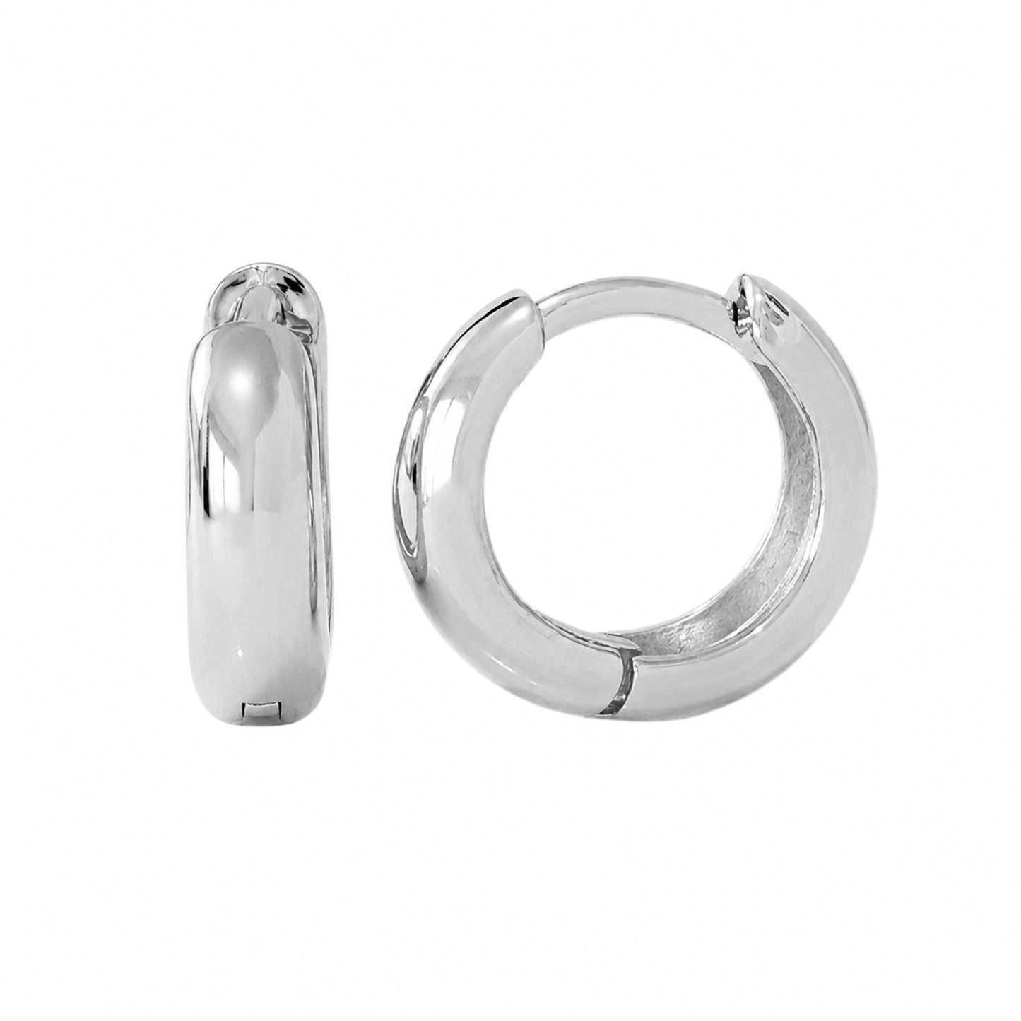 14K Gold Thick Medium Size Huggie Hoop Earrings