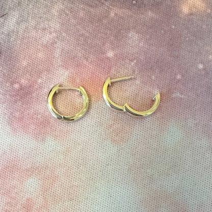 14K Gold Thick Small Size Huggie Hoop Earrings