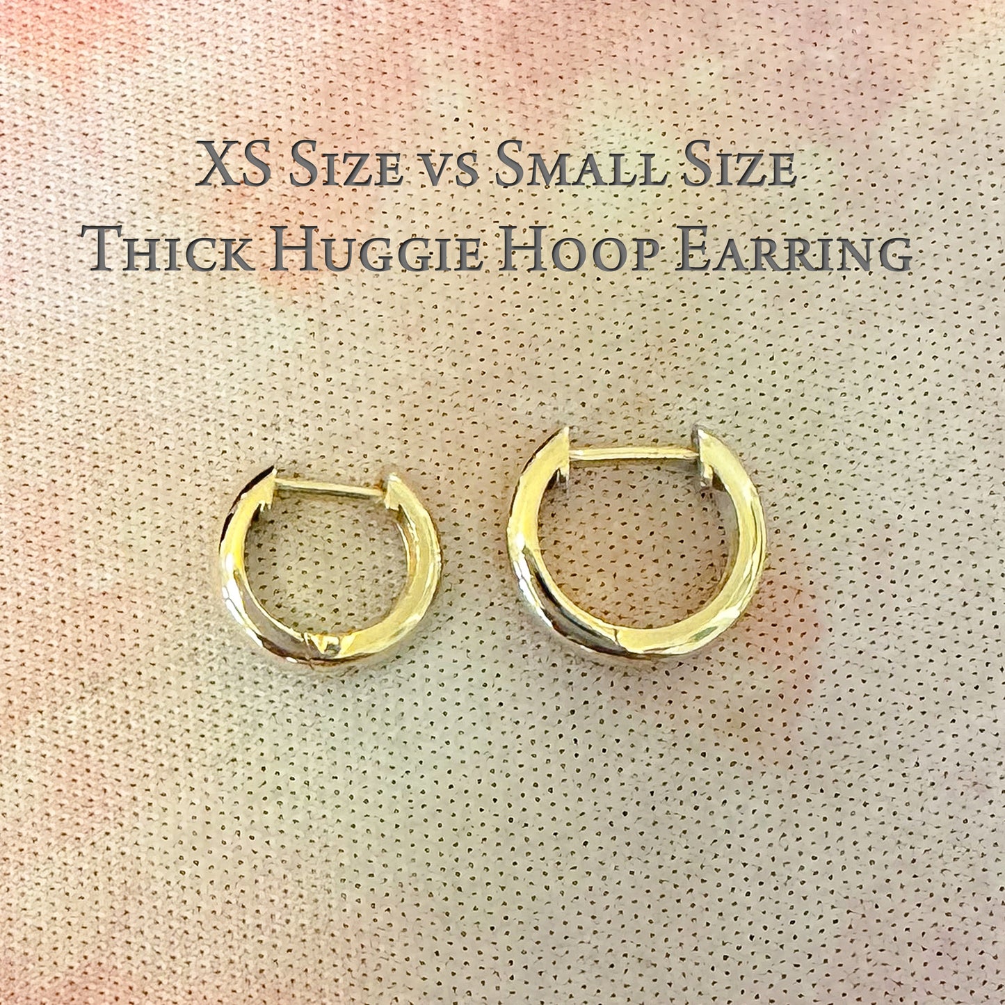 14K Gold Thick Small Size Huggie Hoop Earrings