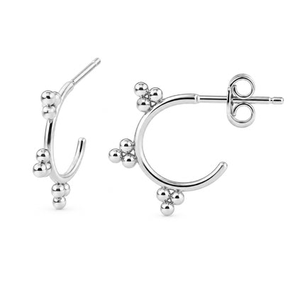 14K Gold Trinity Hoop Stud Earrings