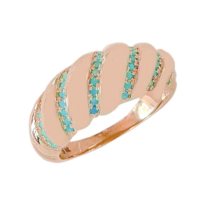 14K Gold Turquoise Domed Croissant Ring