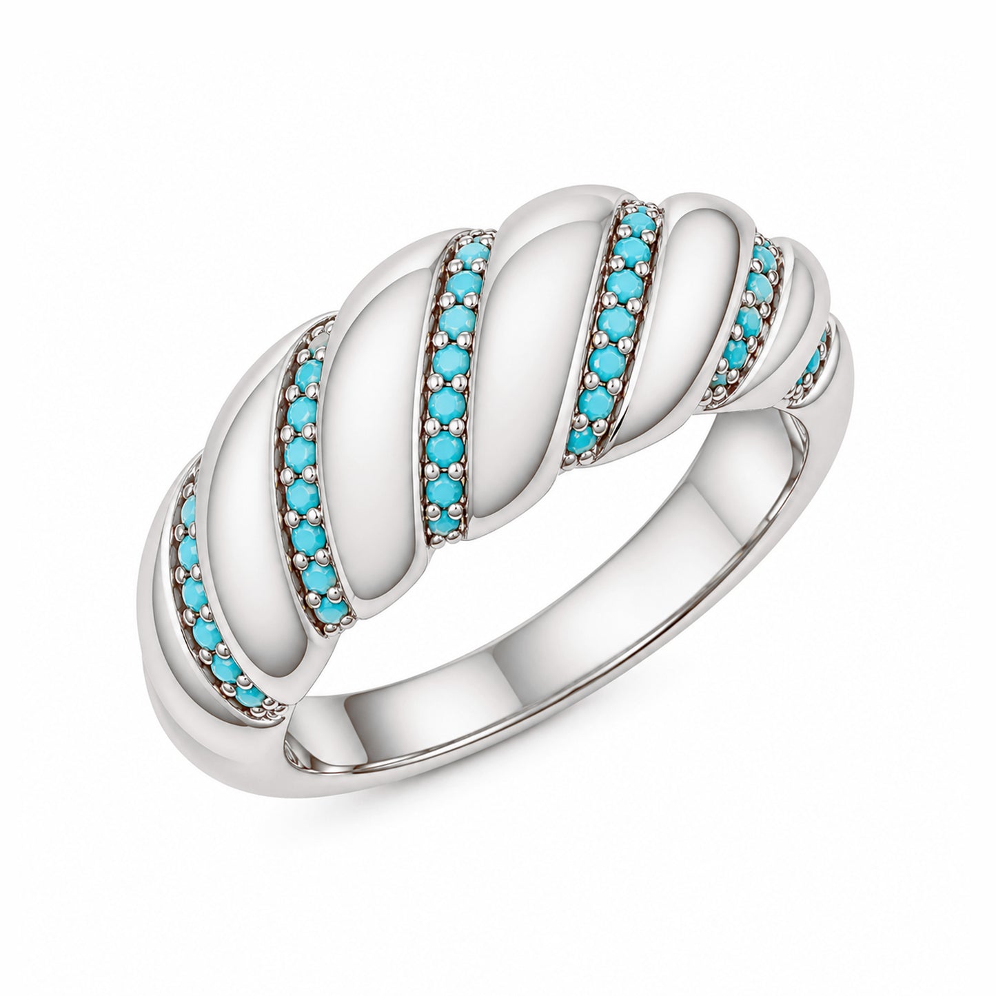 14K Gold Turquoise Domed Croissant Ring