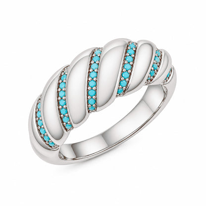 14K Gold Turquoise Domed Croissant Ring