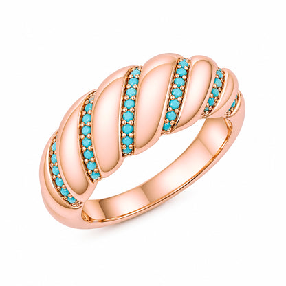 14K Gold Turquoise Domed Croissant Ring