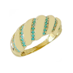 14K Gold Turquoise Domed Croissant Ring