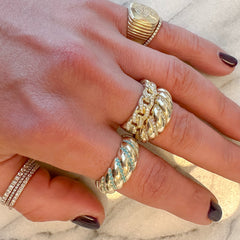 14K Gold Pavé Diamond Cuban Link Ring