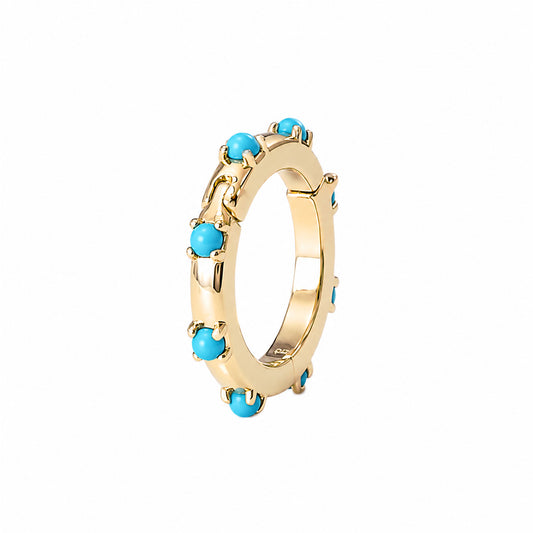 14K Gold Turquoise Round Charm Enhancer
