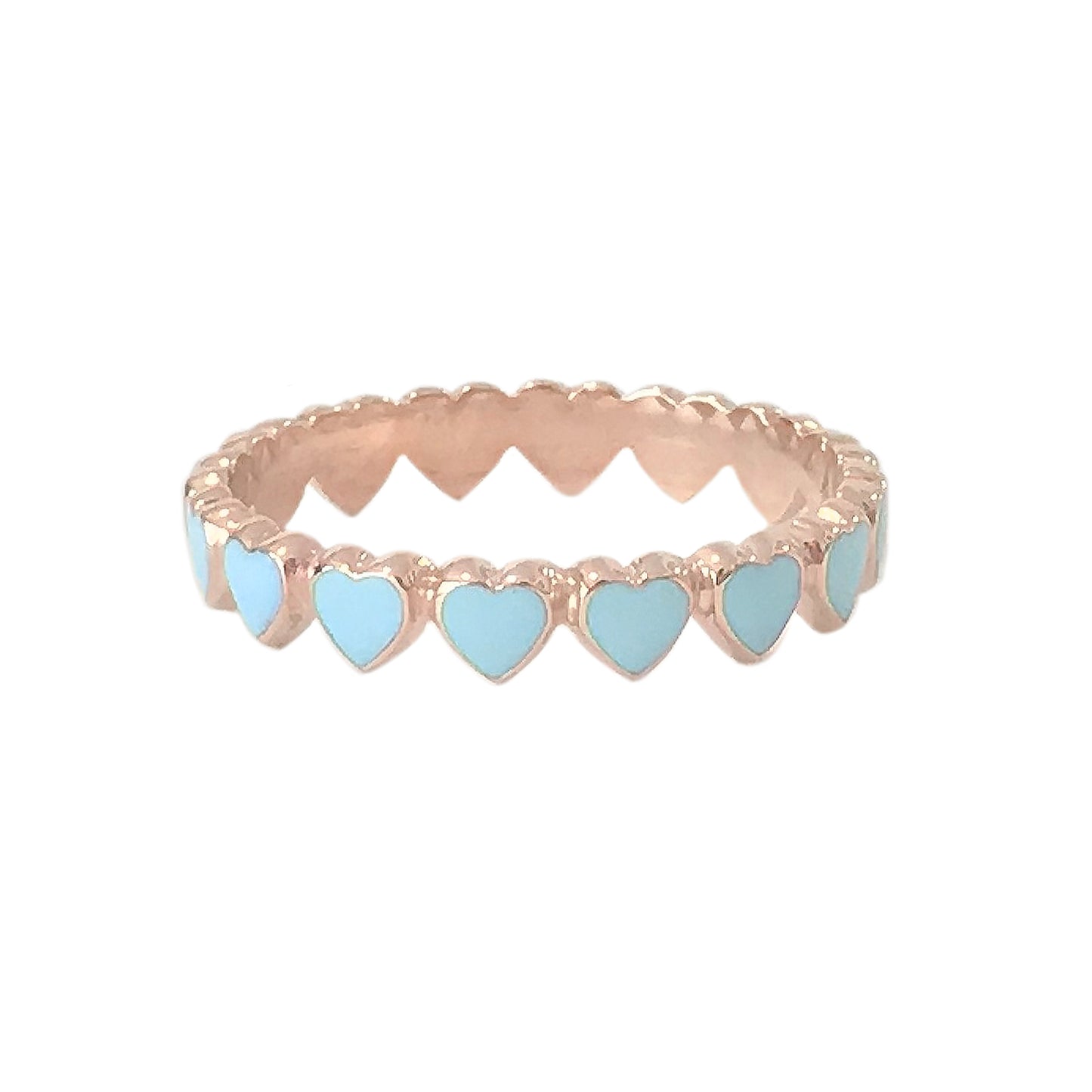 14K Gold Colored Enamel Eternal Heart Ring