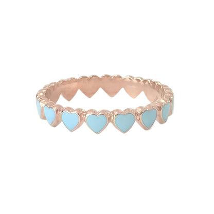 14K Gold Colored Enamel Eternal Heart Ring