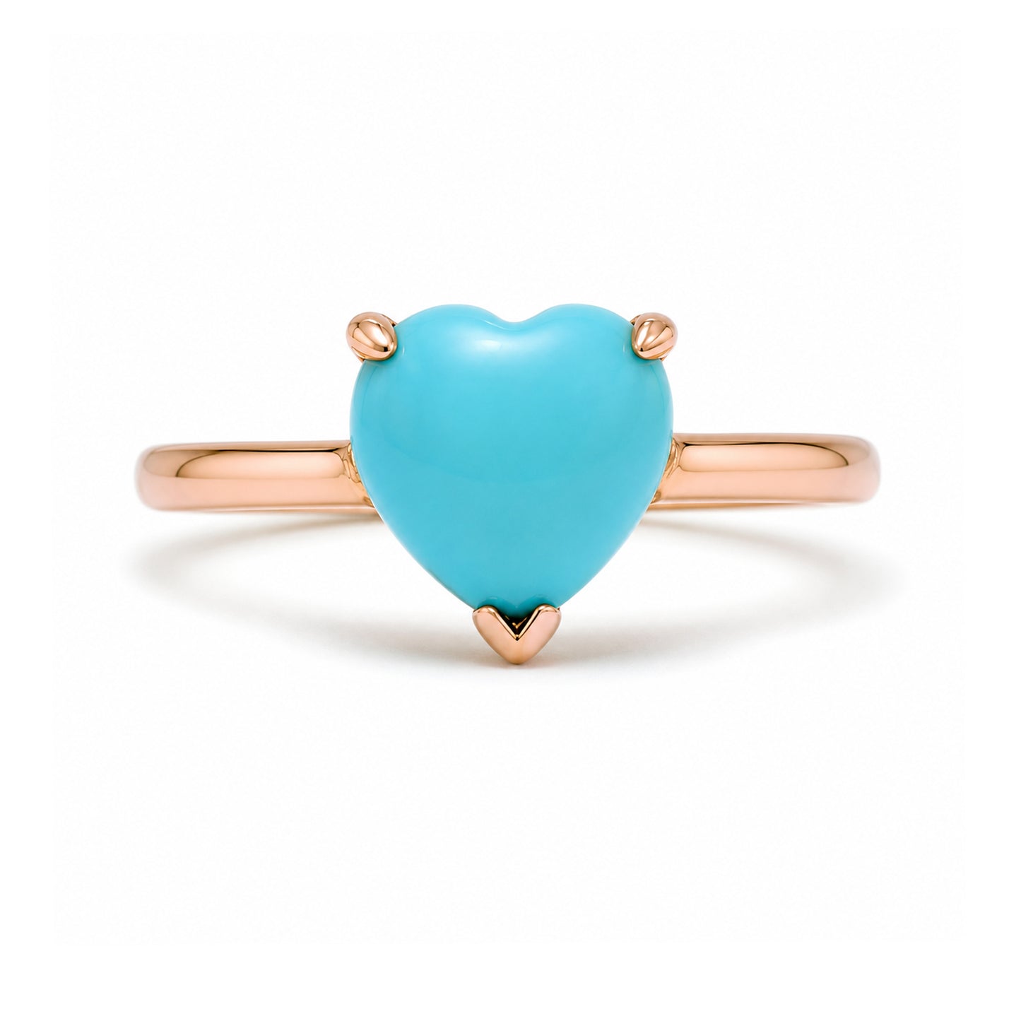 14K Gold Turquoise Heart Solitaire Ring