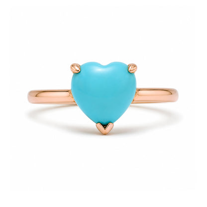 14K Gold Turquoise Heart Solitaire Ring
