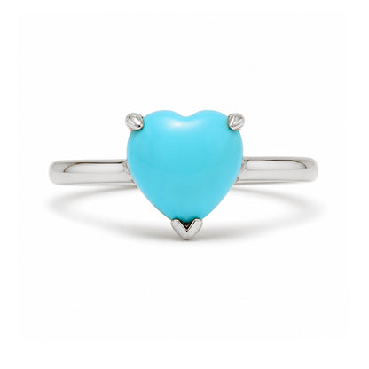 14K Gold Turquoise Heart Solitaire Ring