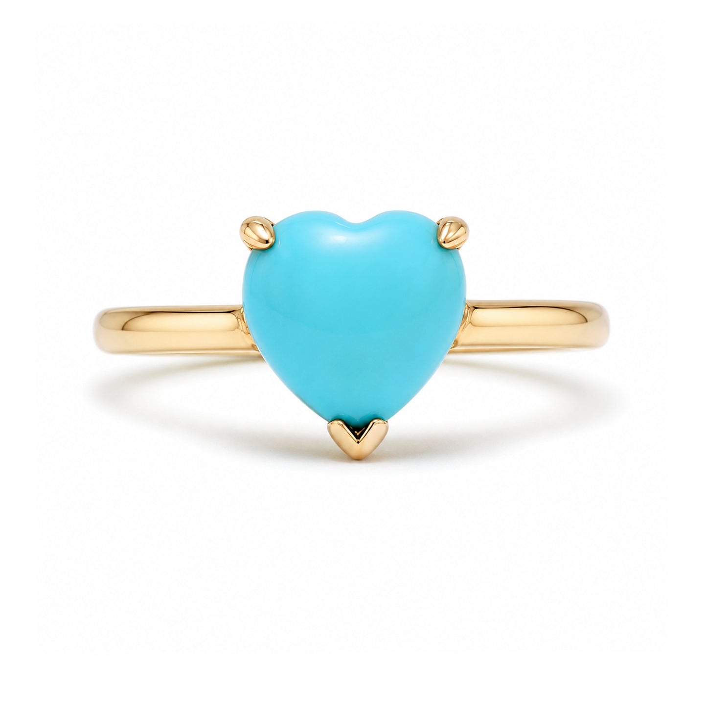 14K Gold Turquoise Heart Solitaire Ring