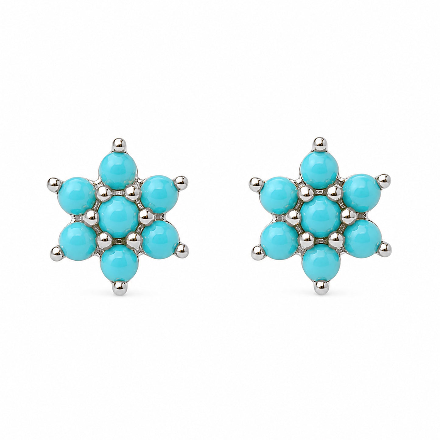 14K Gold Turquoise Rosebud Flower Stud Earrings