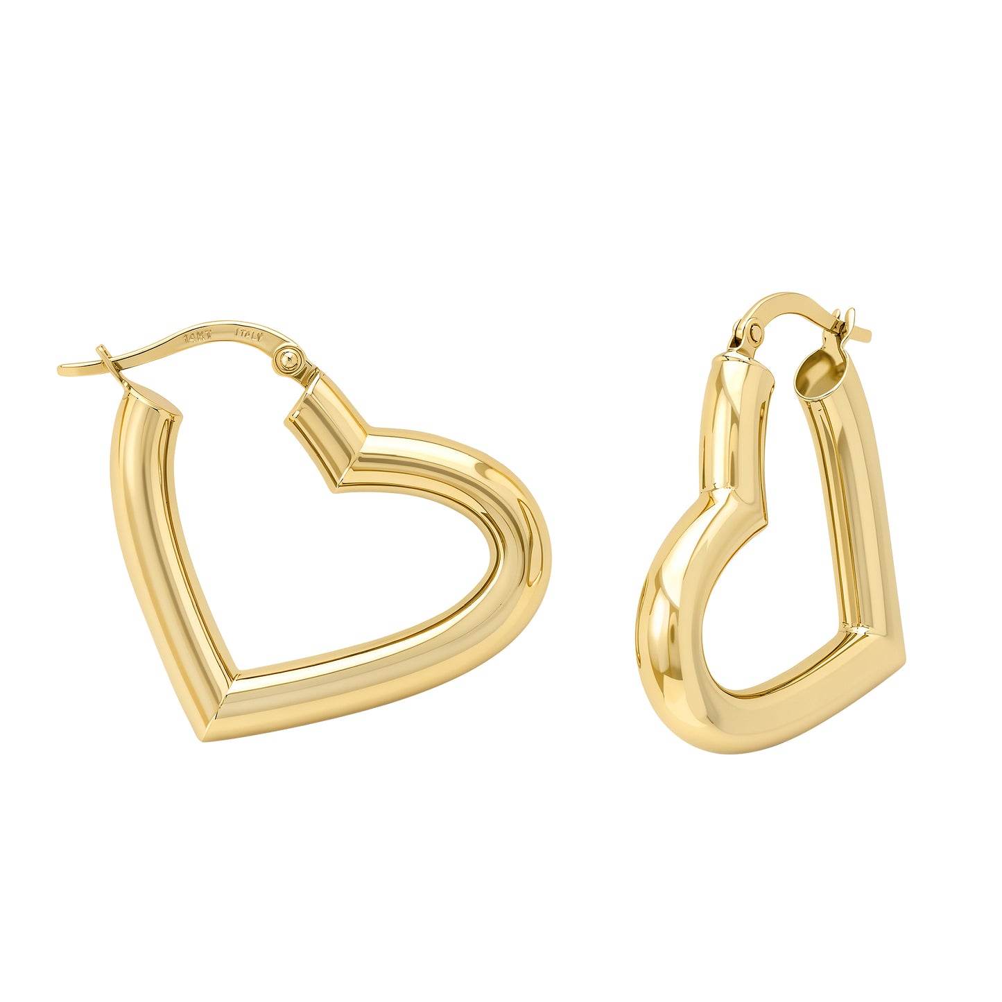 14K Gold Tubed Heart Shaped Hoop Earrings
