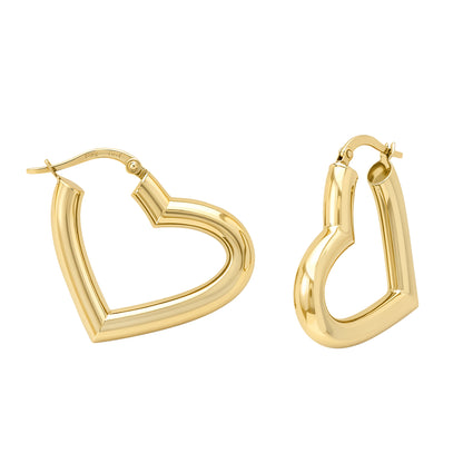 14K Gold Tubed Heart Shaped Hoop Earrings