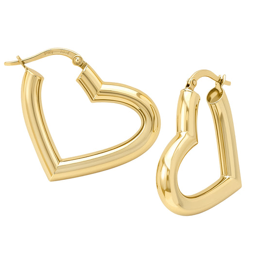 14K Gold Tubed Heart Shaped Hoop Earrings