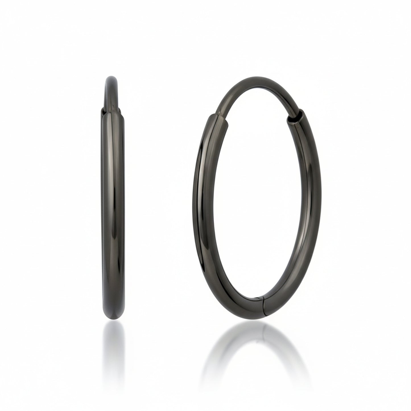 14K Gold Endless Tubular Huggie Hoop Earrings