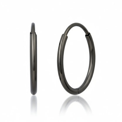 14K Gold Endless Tubular Huggie Hoop Earrings