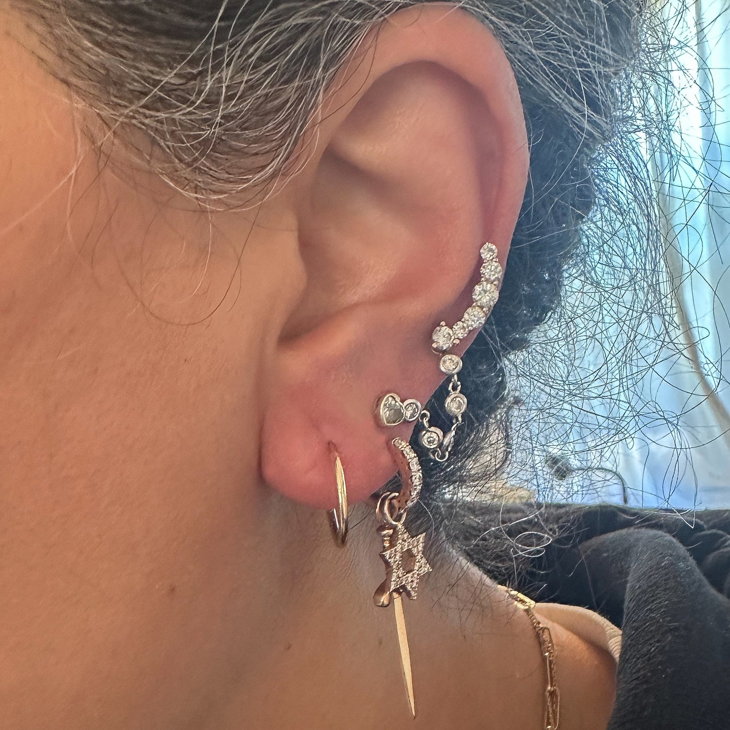 14K Gold Endless Tubular Huggie Hoop Earrings