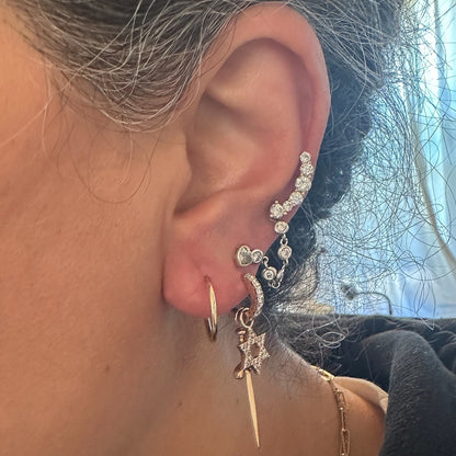 14K Gold Endless Tubular Huggie Hoop Earrings
