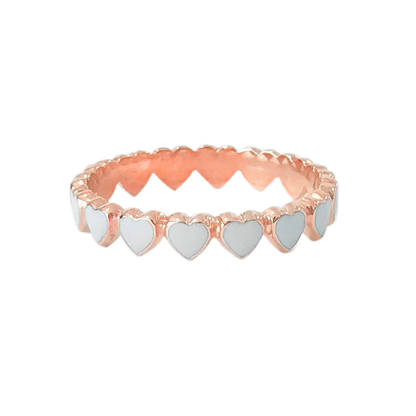 14K Gold Colored Enamel Eternal Heart Ring