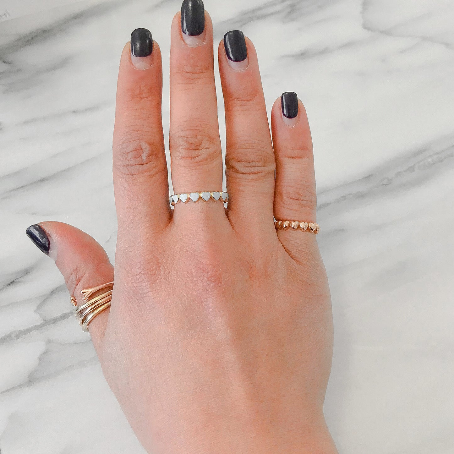 14K Gold Colored Enamel Eternal Heart Ring