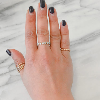 14K Gold Colored Enamel Eternal Heart Ring