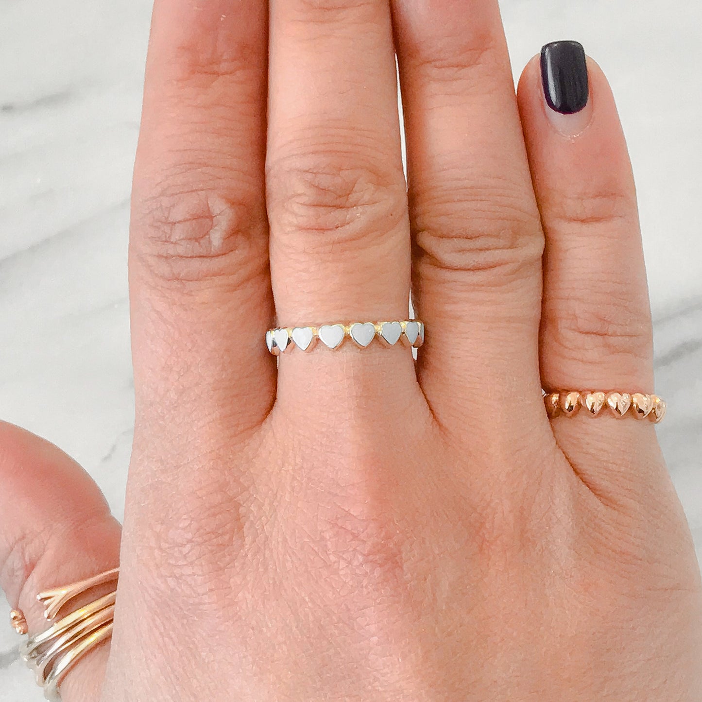 14K Gold Colored Enamel Eternal Heart Ring