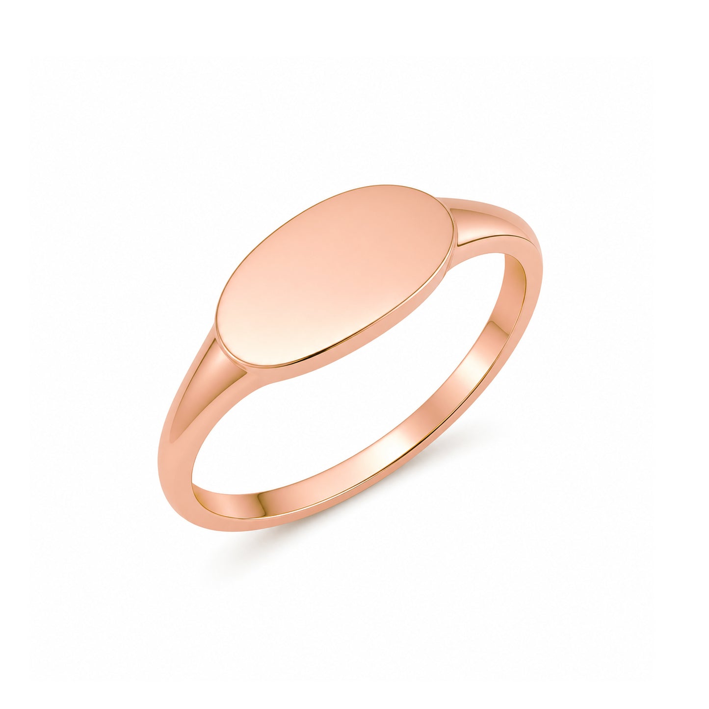 14K Gold Engravable Oval Cigar Band Signet Ring