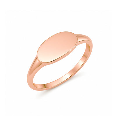 14K Gold Engravable Oval Cigar Band Signet Ring