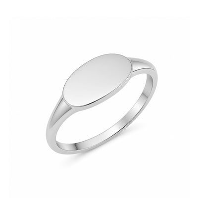 14K Gold Engravable Oval Cigar Band Signet Ring