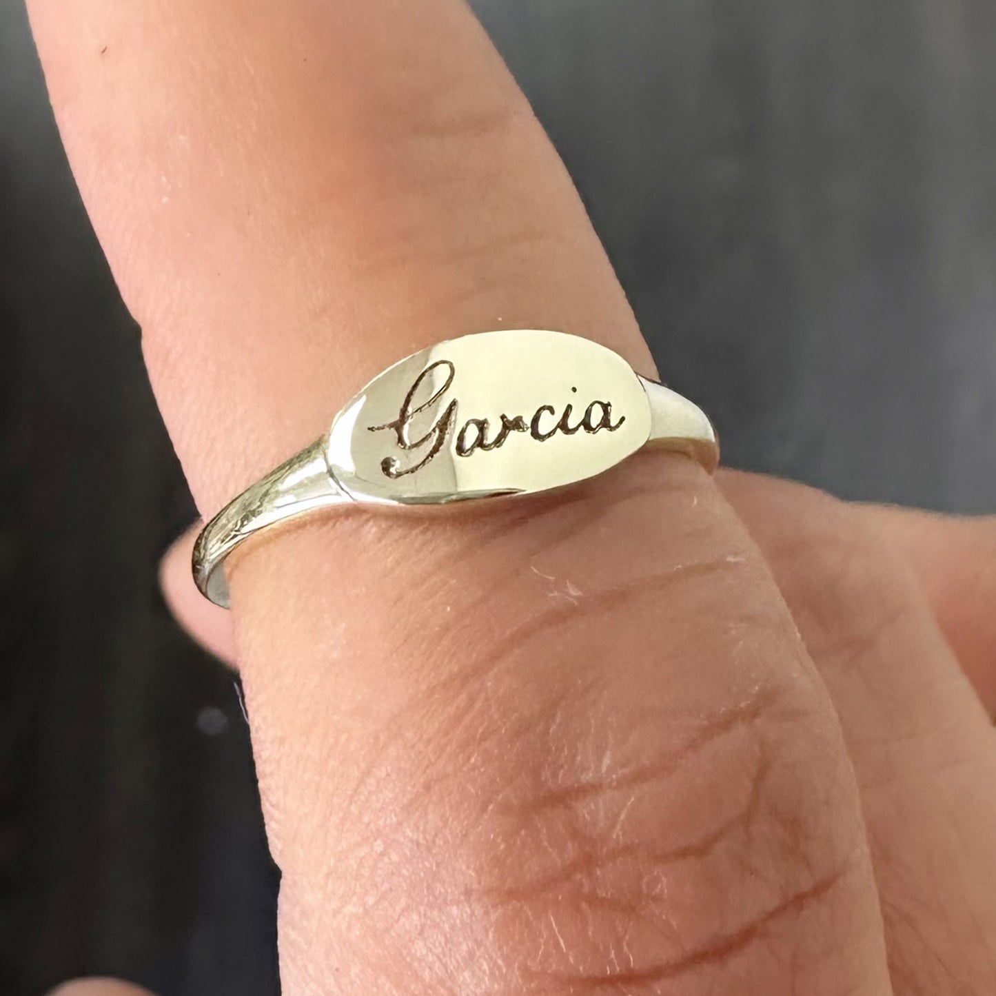 14K Gold Engravable Oval Cigar Band Signet Ring
